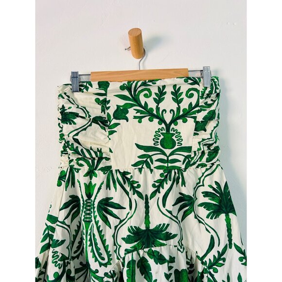 Band Of The Free Womens Small Strapless Green Floral Maxi Dress Smocked Back - Picture 13 of 16